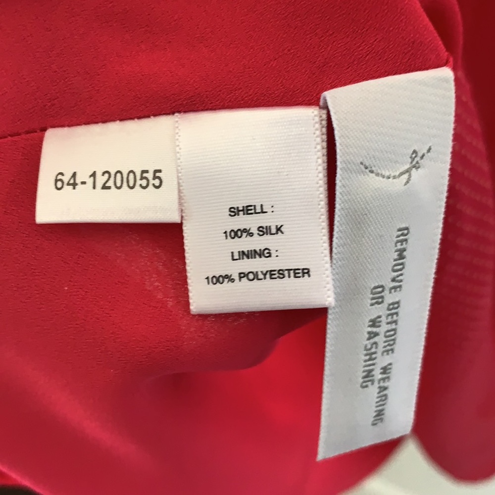 NWT ANN TAYLOR Hot Pink 100% Silk Polka Dot Midi Dress Size 6P - Picture 10 of 11